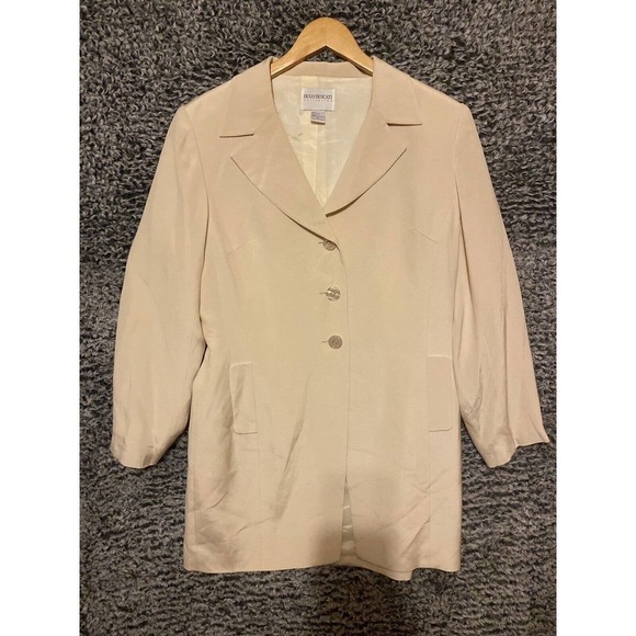 Hugo Buscati Jacket Blazer 100% Silk Button Lined Collared Light Pink Sz 12 - Picture 2 of 9